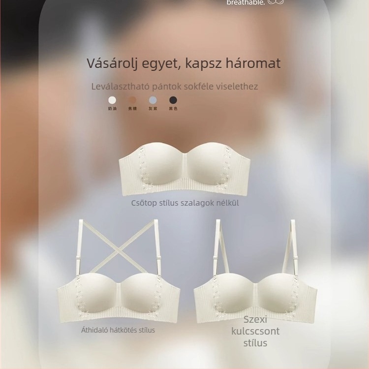 Pánt nélküli, seamless melltartó – push-up, csúszásmentes, láthatatlan, hátoldali háromsoros kapocszár