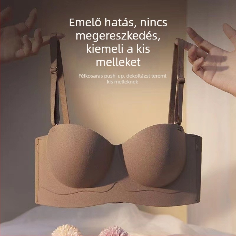 Nincs vállpántos Bandeau melltartó félkosaras, varrat nélküli, formálja kebleket és a hátat, légáteresztő nylon