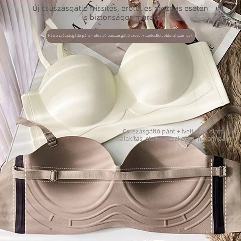 Nincs vállpántos Bandeau melltartó félkosaras, varrat nélküli, formálja kebleket és a hátat, légáteresztő nylon