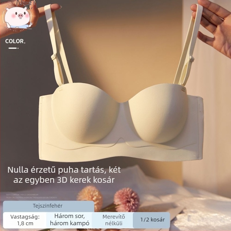 Nincs vállpántos Bandeau melltartó félkosaras, varrat nélküli, formálja kebleket és a hátat, légáteresztő nylon