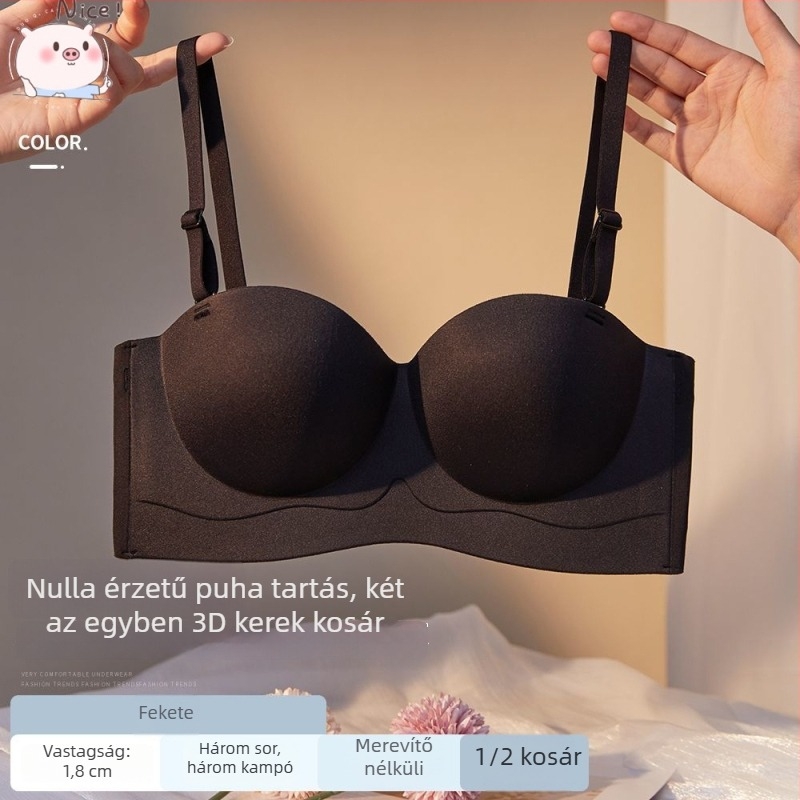 Nincs vállpántos Bandeau melltartó félkosaras, varrat nélküli, formálja kebleket és a hátat, légáteresztő nylon
