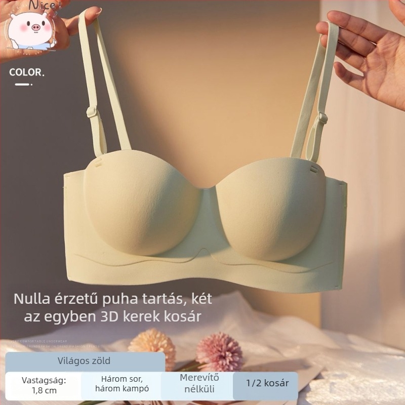 Nincs vállpántos Bandeau melltartó félkosaras, varrat nélküli, formálja kebleket és a hátat, légáteresztő nylon