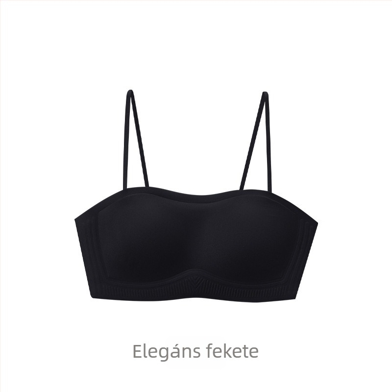 Nylon anyagú váll nélküli csőtop, csúszásmentes, push-up; fő anyag tartalom 50–70%.