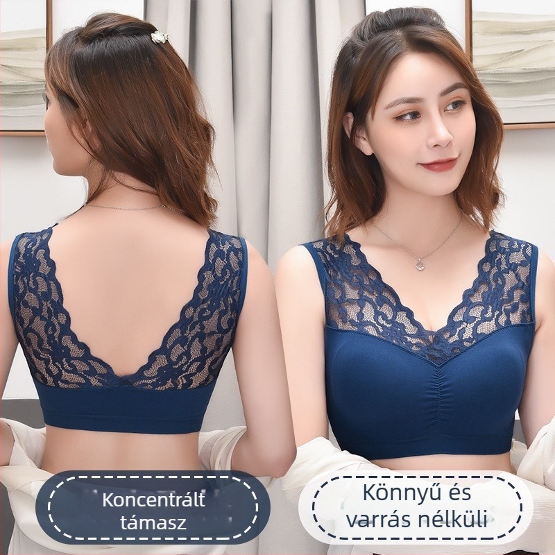 Sima, varrás nélküli csipkés hátsó részű wrap-stílusú melltartó-camisole nőknek