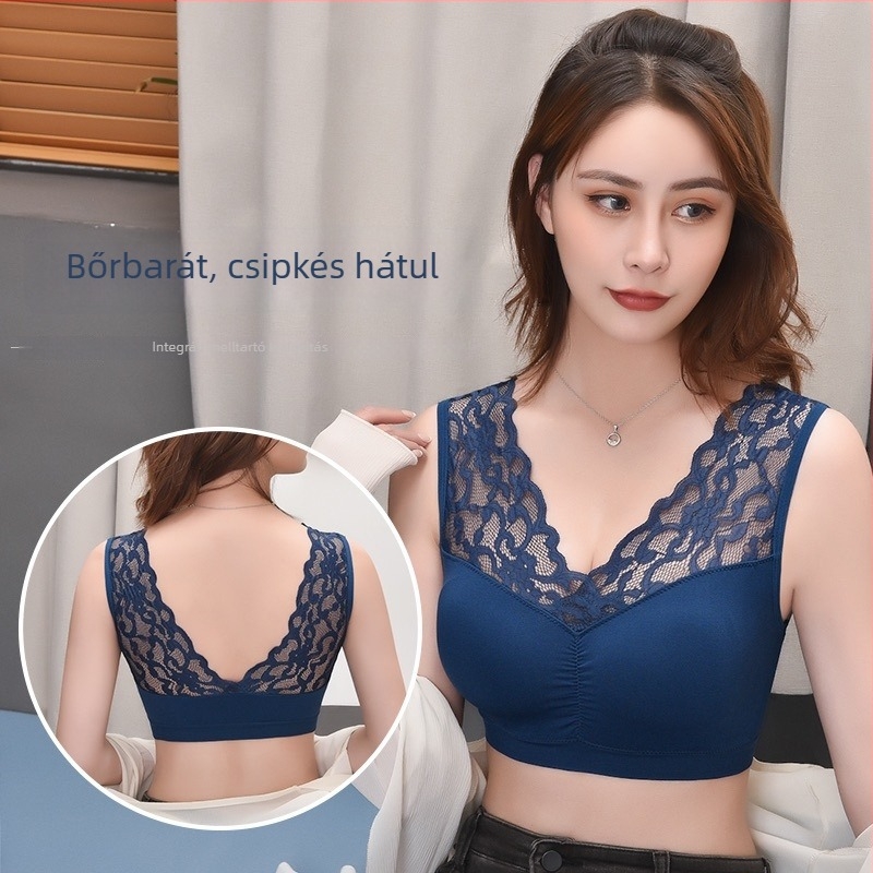 Sima, varrás nélküli csipkés hátsó részű wrap-stílusú melltartó-camisole nőknek