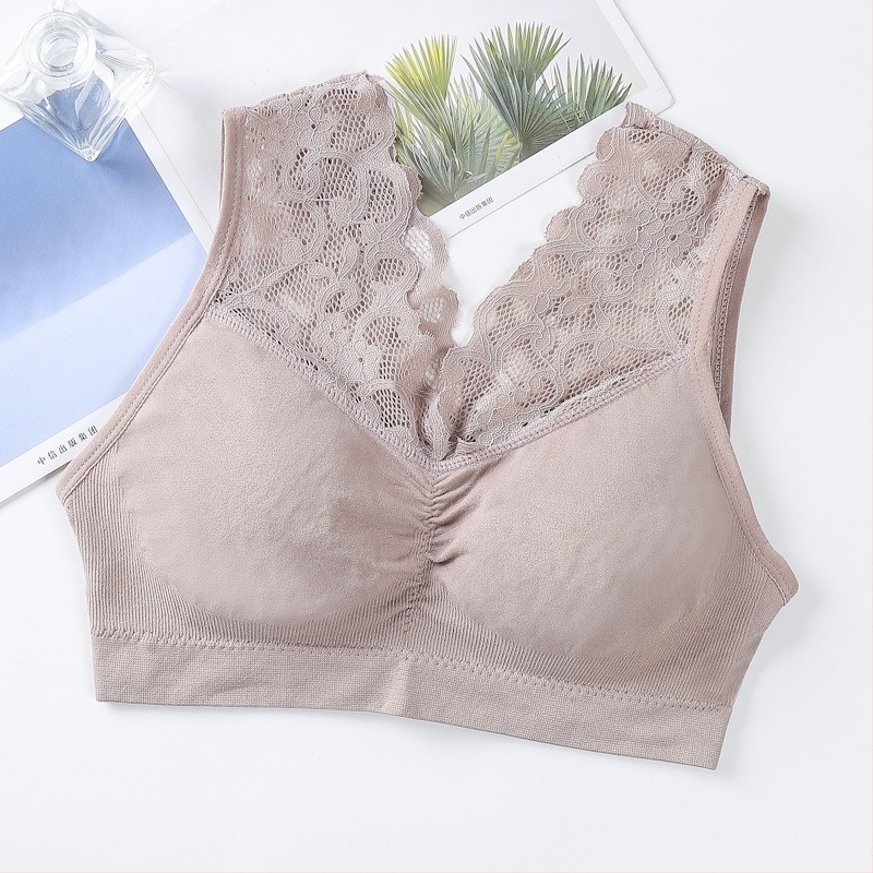 Sima, varrás nélküli csipkés hátsó részű wrap-stílusú melltartó-camisole nőknek