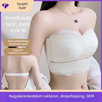 Váll nélküli, seamless melltartó, 3/4 kosár, vékony formázott kosarak, levehető dupla pántok, hátul négy soros zár, nylon anyag