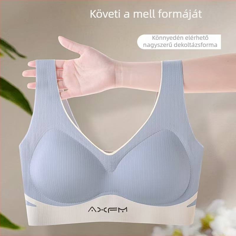 Sima varrás nélküli Push-Up melltartó nőknek – nejlon, 3/4 kosár, középen formázott kosár, hossz mellkasig, topp-stílusú