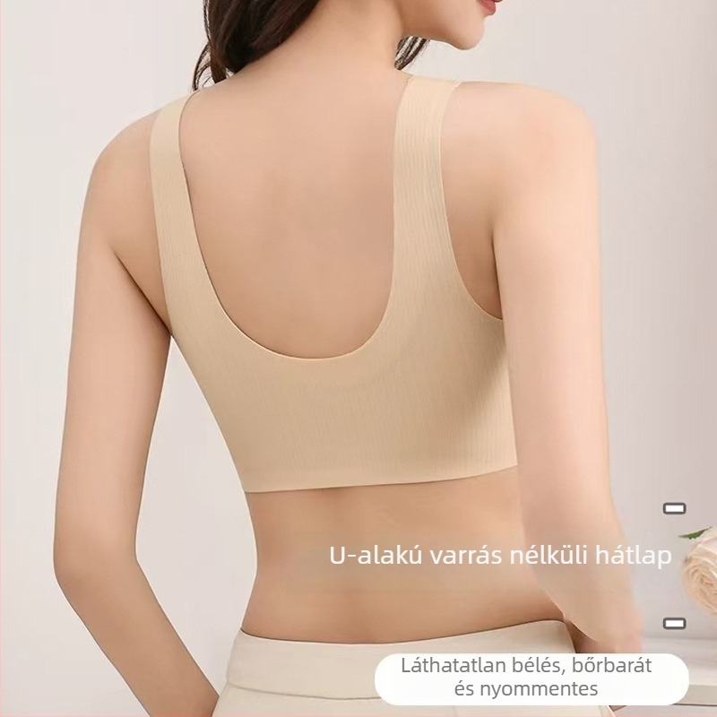 Sima varrás nélküli Push-Up melltartó nőknek – nejlon, 3/4 kosár, középen formázott kosár, hossz mellkasig, topp-stílusú