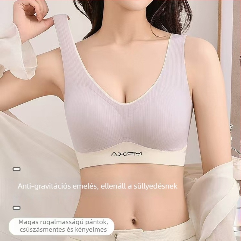 Sima varrás nélküli Push-Up melltartó nőknek – nejlon, 3/4 kosár, középen formázott kosár, hossz mellkasig, topp-stílusú