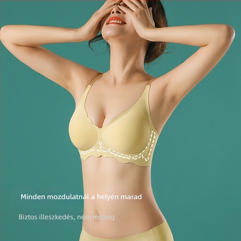 Varrás nélküli, drót nélküli melltartó zselés csíkkal, légáteresztő, 3/4 kosár, három soros kapocs