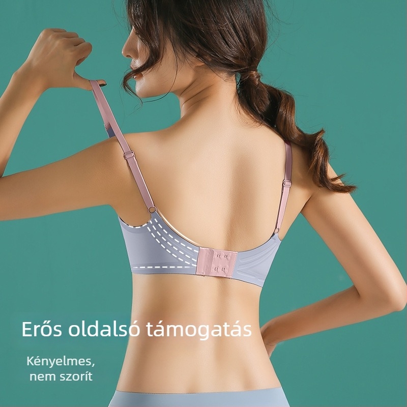 Varrás nélküli, drót nélküli melltartó zselés csíkkal, légáteresztő, 3/4 kosár, három soros kapocs