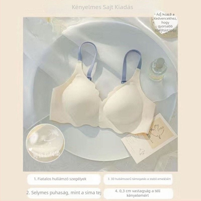Varrás nélküli, drót nélküli melltartó zselés csíkkal, légáteresztő, 3/4 kosár, három soros kapocs