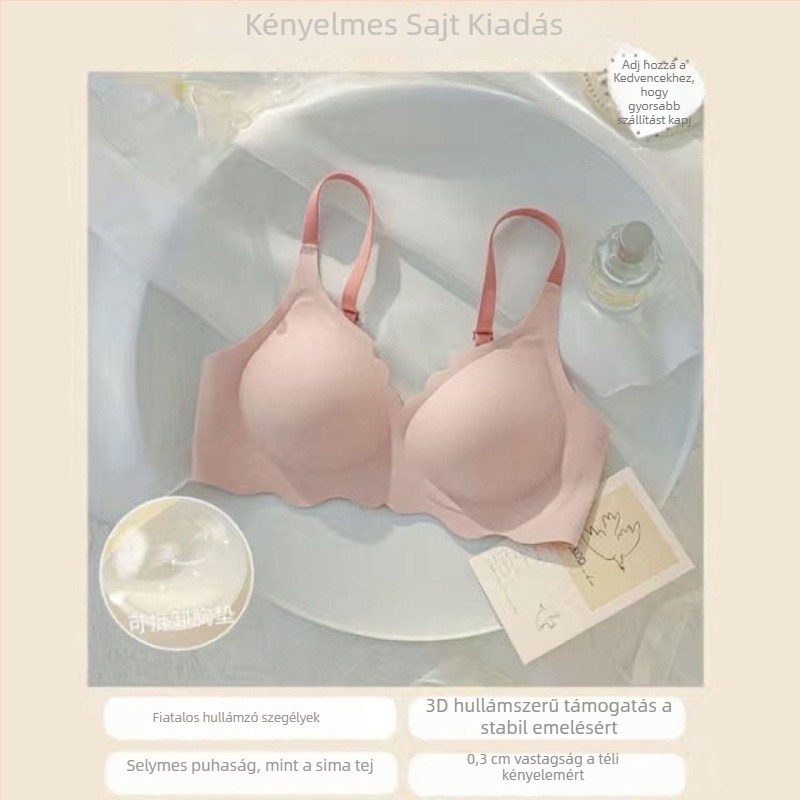 Varrás nélküli, drót nélküli melltartó zselés csíkkal, légáteresztő, 3/4 kosár, három soros kapocs