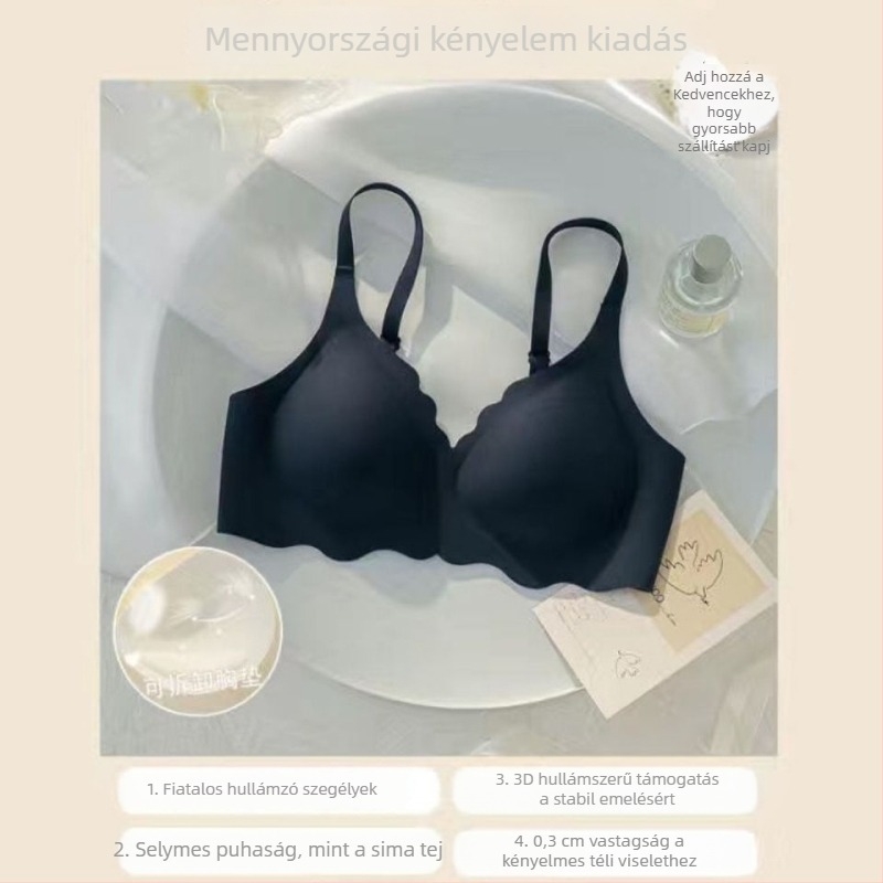 Varrás nélküli, drót nélküli melltartó zselés csíkkal, légáteresztő, 3/4 kosár, három soros kapocs