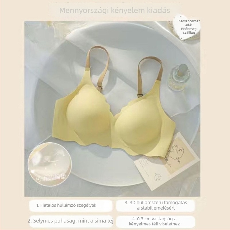 Varrás nélküli, drót nélküli melltartó zselés csíkkal, légáteresztő, 3/4 kosár, három soros kapocs