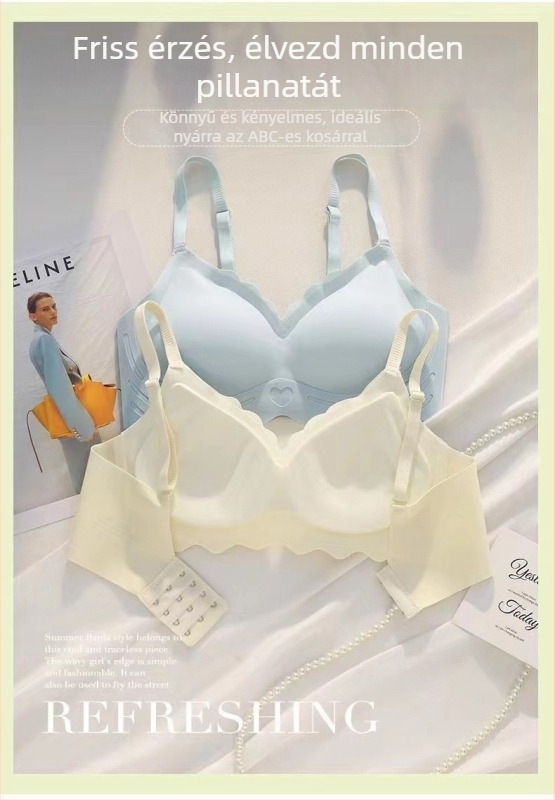Sima varrás nélküli egyszemes nylon melltartó, 3/4 kosár, felső támasz, könnyű push-up, alkalmas kis mellre, drót nélküli