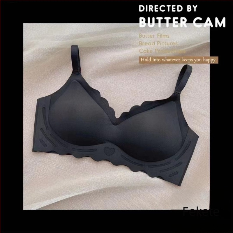 Sima varrás nélküli egyszemes nylon melltartó, 3/4 kosár, felső támasz, könnyű push-up, alkalmas kis mellre, drót nélküli