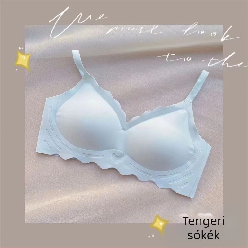 Sima varrás nélküli egyszemes nylon melltartó, 3/4 kosár, felső támasz, könnyű push-up, alkalmas kis mellre, drót nélküli