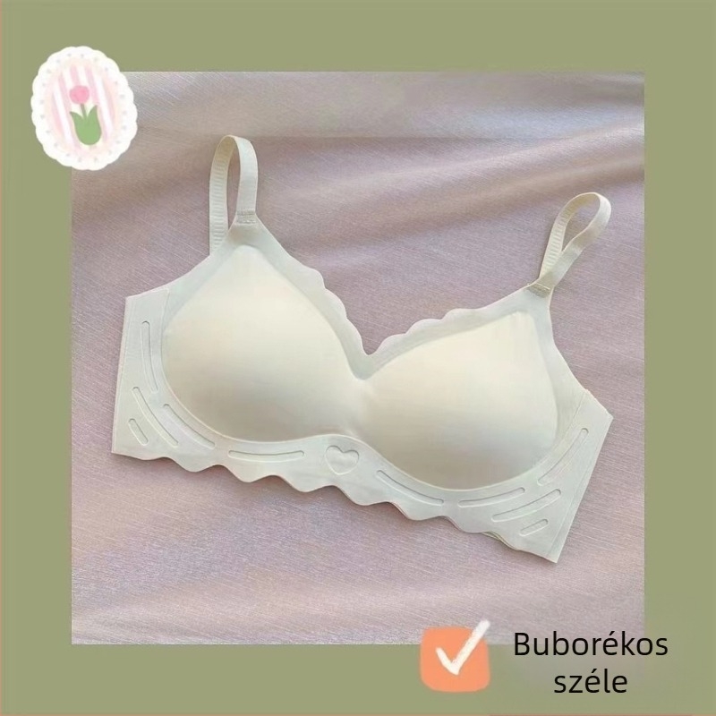 Sima varrás nélküli egyszemes nylon melltartó, 3/4 kosár, felső támasz, könnyű push-up, alkalmas kis mellre, drót nélküli