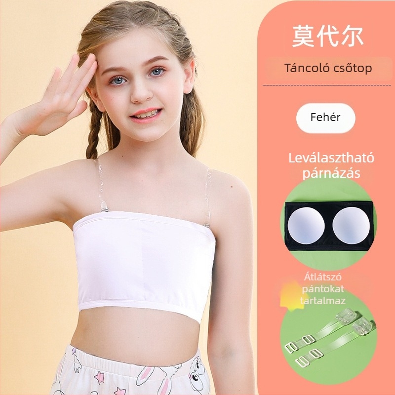 Lányoknak készült váll nélküli top fehérnemű, Modal anyag, puha tapintású, 8 év felett (140 cm felett), nyár 2023