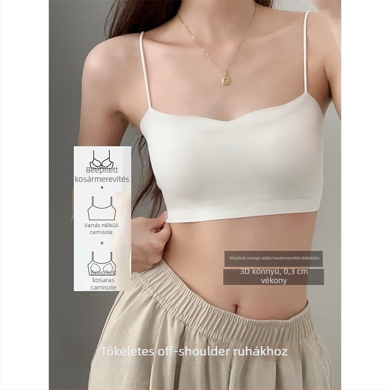 Váll nélküli, seamless melltartó beépített camisole felsővel vékony pántos ruhákhoz
