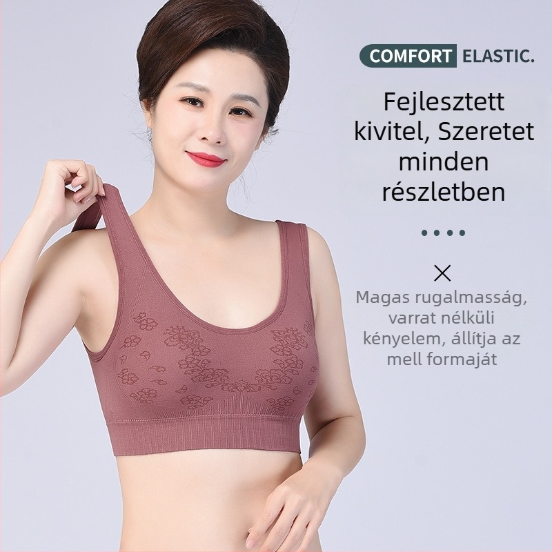 Pluszméretű vezeték nélküli melltartó U-alakú hátsóval, varrat nélküli, párnázott kosarakkal
