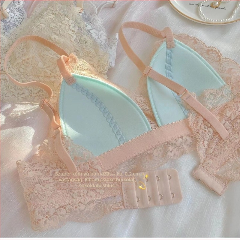 Vezeték nélküli melltartó 3/4-es kosárral, vékony formázott kosár, csipke hímzés, nejlon anyag