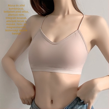 Ice Silk Backless One-Piece melltartó fix kosarakkal, dupla vállpántokkal, légáteresztő, push-up, láthatatlan fehérnemű kis mellekhez
