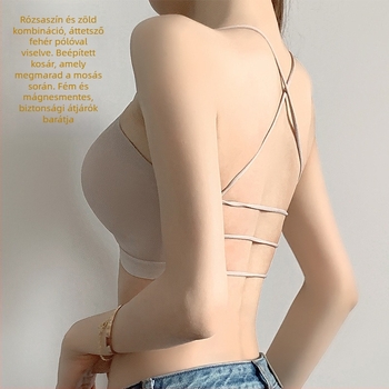 Ice Silk Backless One-Piece melltartó fix kosarakkal, dupla vállpántokkal, légáteresztő, push-up, láthatatlan fehérnemű kis mellekhez