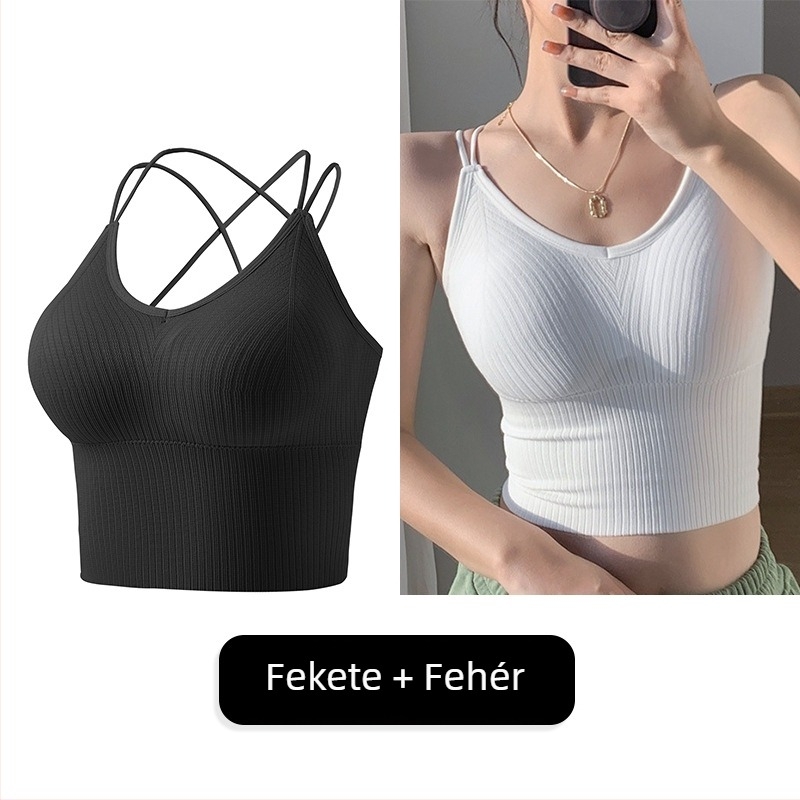 Kivágás nélküli Topkeresztpánt a háton, nylon anyag; 3/4 kosár; formázott kosár felső vékony, alsó vastag; minimalist stílus