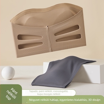 Váll nélküli Ice Silk csőtop, Nylon fő anyag, varrás nélküli, hát kivágott dizájn, teljes kosár