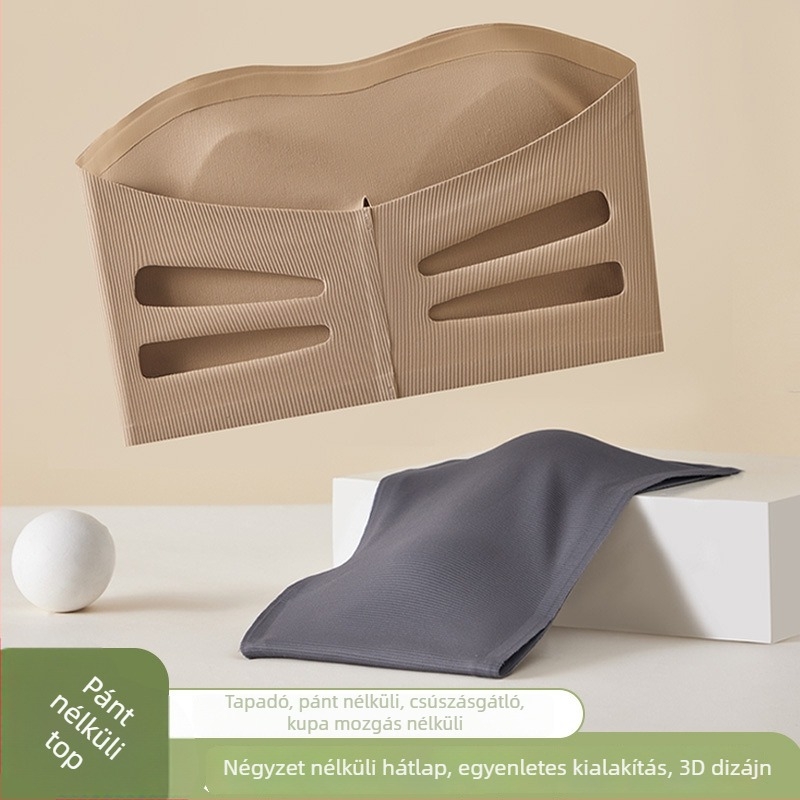 Váll nélküli Ice Silk csőtop, Nylon fő anyag, varrás nélküli, hát kivágott dizájn, teljes kosár