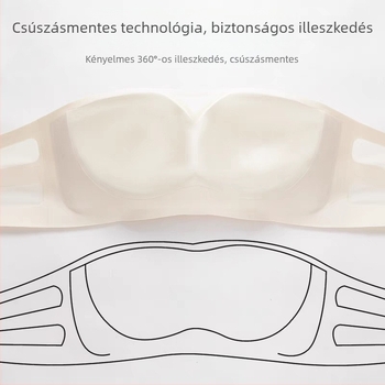 Vállpánt nélküli melltartó, csúszásmentes, láthatatlan, vékony formázott kosarak, nejlon anyag, spandex bélés