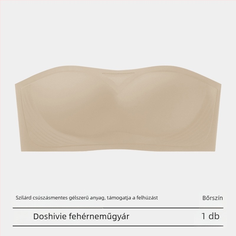 Vállpánt nélküli melltartó, csúszásmentes, láthatatlan, vékony formázott kosarak, nejlon anyag, spandex bélés