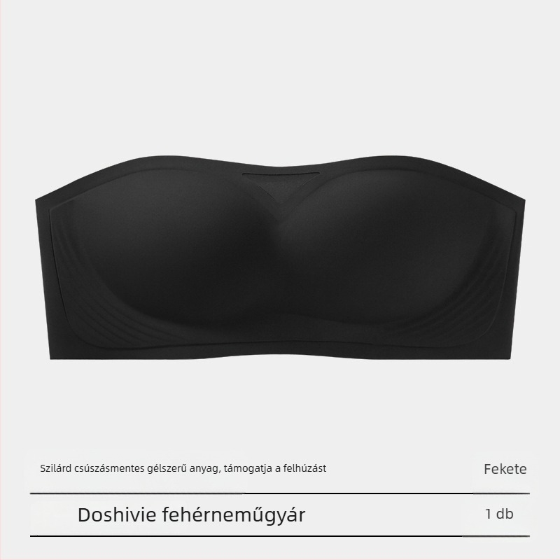 Vállpánt nélküli melltartó, csúszásmentes, láthatatlan, vékony formázott kosarak, nejlon anyag, spandex bélés