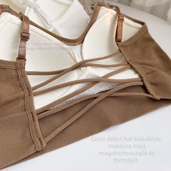 Wrap típusú melltartó nylon 70–80%, szorítás, légáteresztő, felső támasz, 3/4-es kosár, kosárforma: felső vékony / alsó vastag