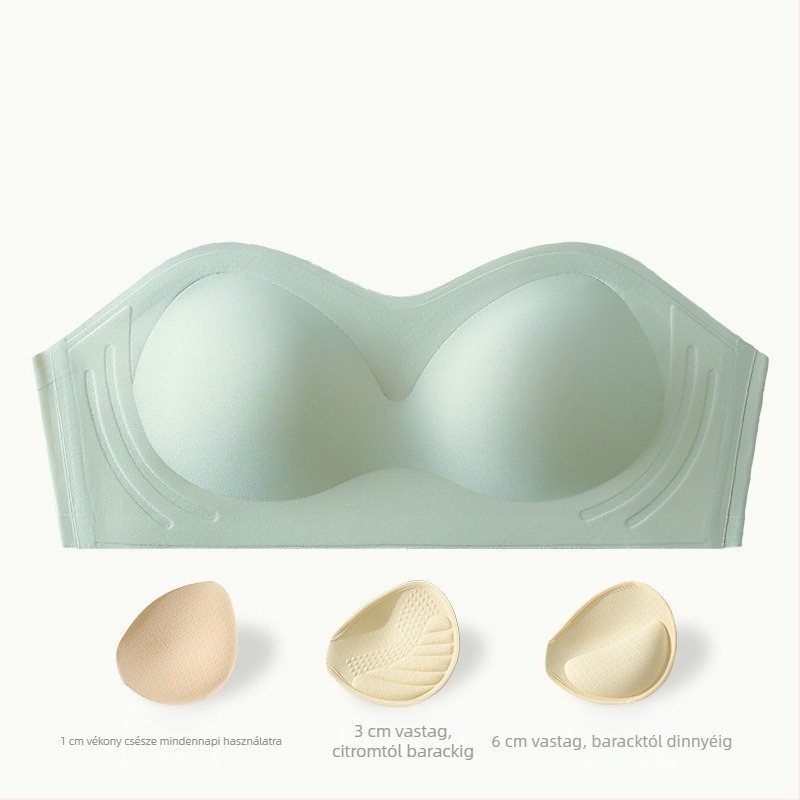 Pánt nélküli melltartó nőknek, tube-top stílusban, csúszásmentes, push-up, 3/4 kosár, nylon anyag