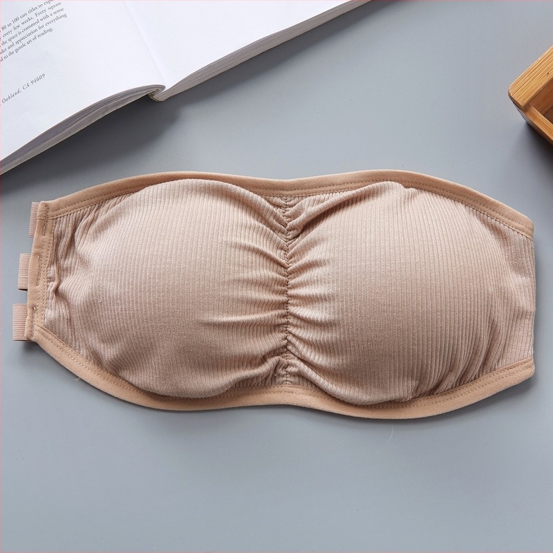 Ribbed pánt nélküli Bandeau felső, párnázott, Push-Up, Modal–Viszkóz keverék