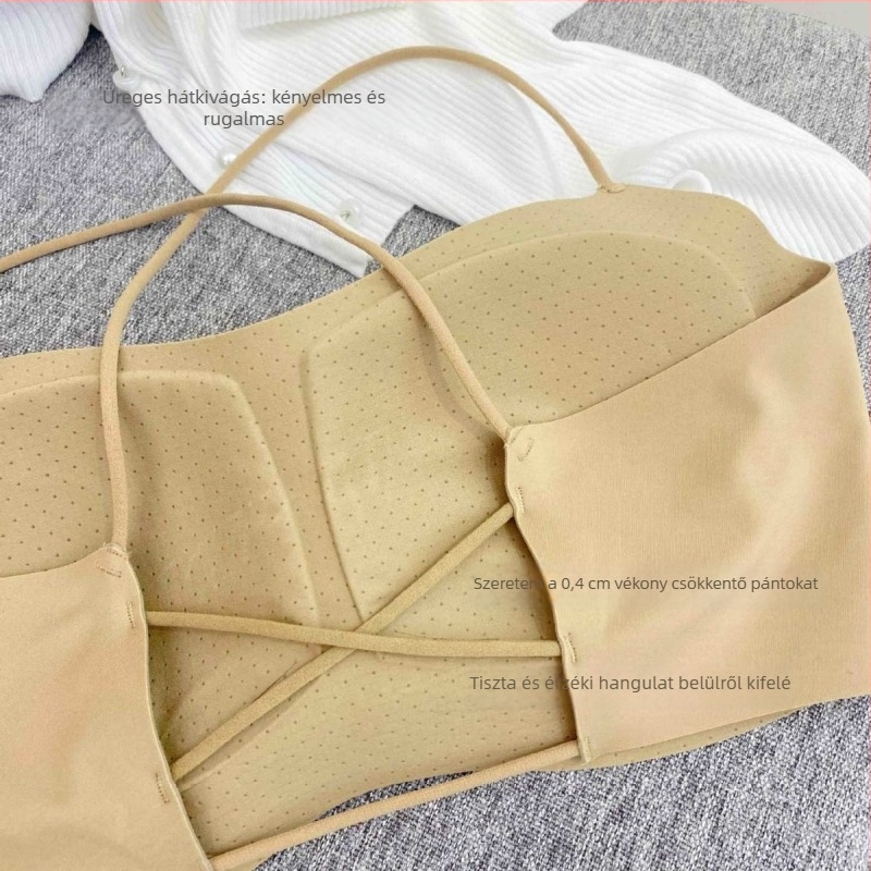 Nélküli push-up melltartó áttört hátsó dizájnnal, vékony pántokkal, 3/4 kosár, vékony formázott kosár, nylon
