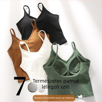 100% pamutból készült U-alakú hátú top beépített párnával, egyrészes sportmelltartó jóga