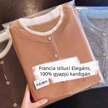 Női kardigán ausztrál gyapjútból, kerek nyakú, két részes hatású dizájn, színblokkal, koreai stílus