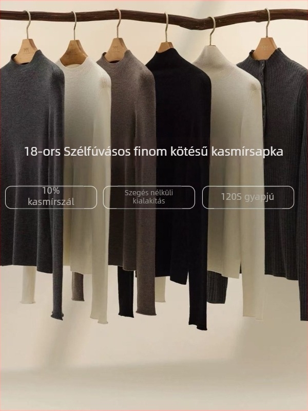 Gyapjú kapucnis pulóver félgarbó nyakkal, hosszú ujjú, mintázat színek szerint összhangolt, normál hossz