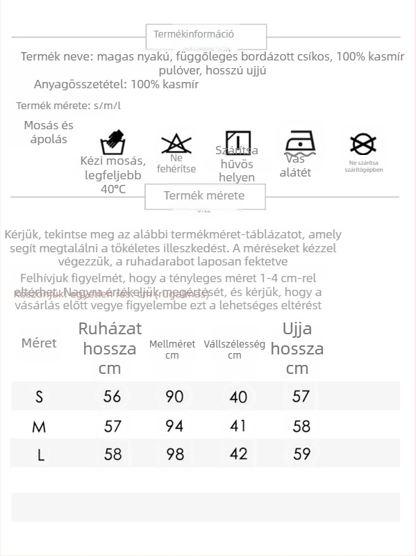 Női kapucnis kasmír pulóver, kötött bordázott mintázat, karcsúsított szabás, őszi-téli szezonra