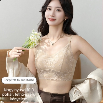 Csipkés pánt nélküli melltartó nyúlfül kupéval, vékony formázott kosár, fő anyag nylon, bélés spandex
