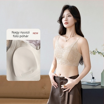 Csipkés pánt nélküli melltartó nyúlfül kupéval, vékony formázott kosár, fő anyag nylon, bélés spandex