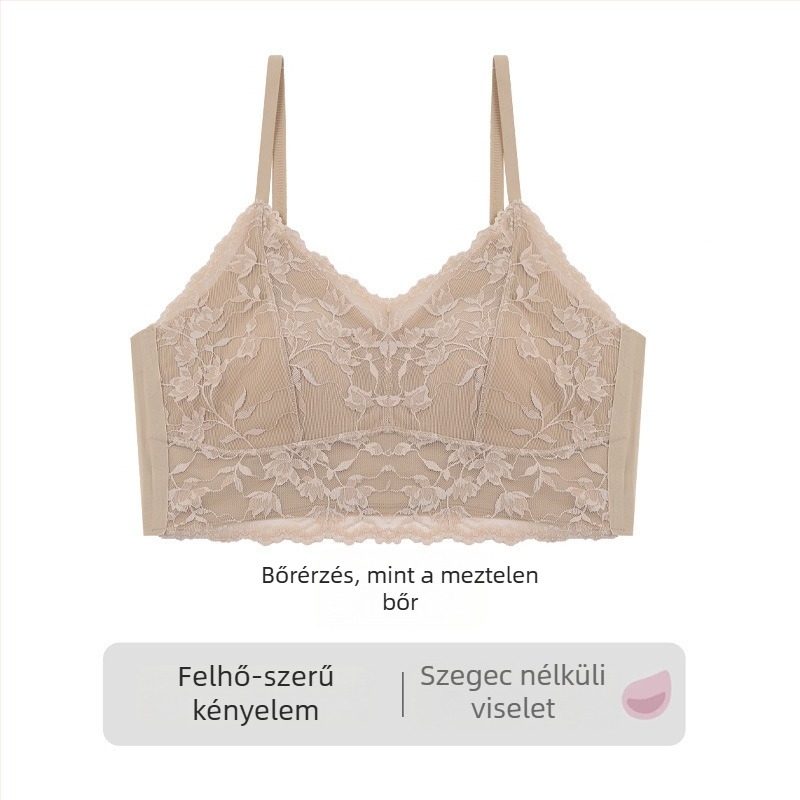 Csipkés pánt nélküli melltartó nyúlfül kupéval, vékony formázott kosár, fő anyag nylon, bélés spandex