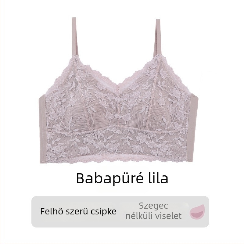 Csipkés pánt nélküli melltartó nyúlfül kupéval, vékony formázott kosár, fő anyag nylon, bélés spandex