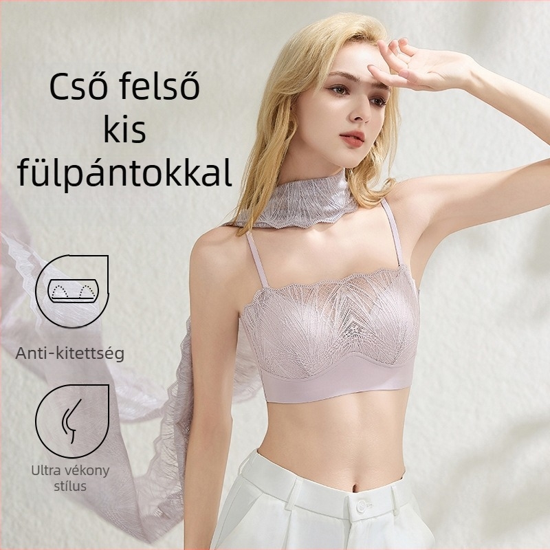 Csipkés háromszögkosaras melltartó vékony alakított kosarakkal, fő anyag: nylon, bélés: spandex