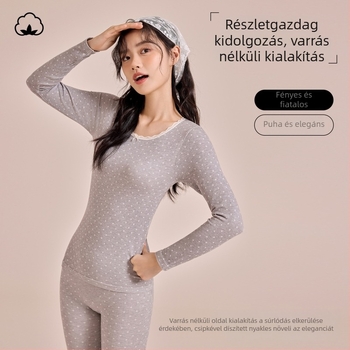 Női őszi kötött garnitúra környakú csipkés pulóverrel és kötött nadrággal Cupro rostból, lélegző, antibakteriális, 200 g/m², 78,8% Cupro, külső viselésre is alkalmas